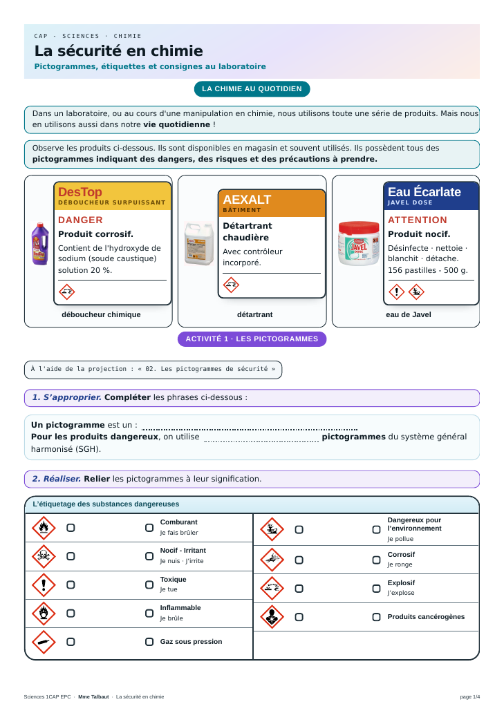 Première page du document élève
